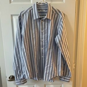 Versace Collection blue striped button down shirt
